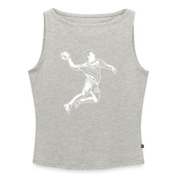 Croquis d’amant de handball - Débardeur femme à encolure bateau bio - gris chiné - Devant - Selfina (174cm)