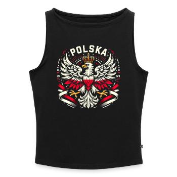 Poland Polska Polish coat of arms eagle flag gift - Women’s Organic Boat Neck Tank Top - heather grey - Front - Selfina (174cm)