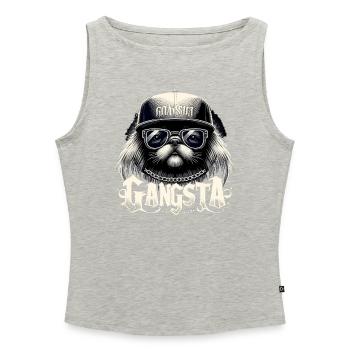 Pekingese Gangsta Gangster Löwenhund Hund Geschenk - Frauen Organic Tank Top mit U-Boot-Ausschnitt - Grau meliert - Vorne - Selfina (174cm)