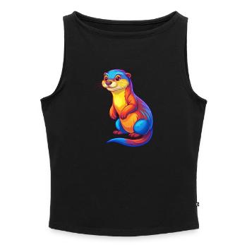 loutre coloré kawaii dessin animé personnage clipart - Débardeur femme à encolure bateau bio - noir - Devant - Selfina (174cm)