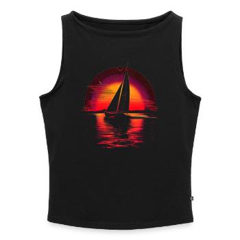 Sailing Retrowave - Women’s Organic Boat Neck Tank Top - black - Front - Selfina (174cm)