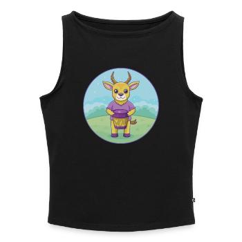Bongo Niedliche Kawaii Cartoon Clipart Tier Haustier - Frauen Organic Tank Top mit U-Boot-Ausschnitt - Schwarz - Vorne - Selfina (174cm)