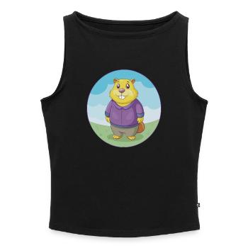 Gopher Cute Kawaii Cartoon Clipart Animal Pet - Women’s Organic Boat Neck Tank Top - black - Front - Selfina (174cm)