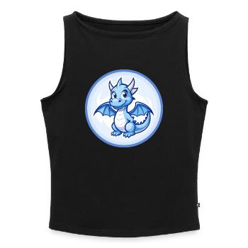 Drache Blau Kawaii Cartoon Figur Clipart Haustier - Frauen Organic Tank Top mit U-Boot-Ausschnitt - Schwarz - Vorne - Selfina (174cm)