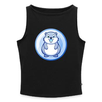 Gopher Blue Kawaii Cartoon Character Clipart Pet - Women’s Organic Boat Neck Tank Top - black - Front - Selfina (174cm)