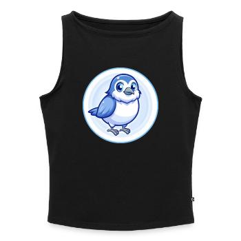 Sparrow Blue Kawaii Cartoon Character Clipart Pet - Women’s Organic Boat Neck Tank Top - black - Front - Selfina (174cm)