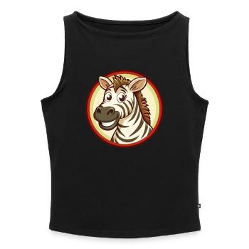 Zebra Colorful Kawaii Cartoon Character Clipart - Women’s Organic Boat Neck Tank Top - black - Front - Selfina (174cm)