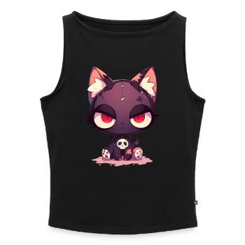Poupée Chat Goth E-Girl Chat Grunge Cadeau - Débardeur femme à encolure bateau bio - noir - Devant - Selfina (174cm)