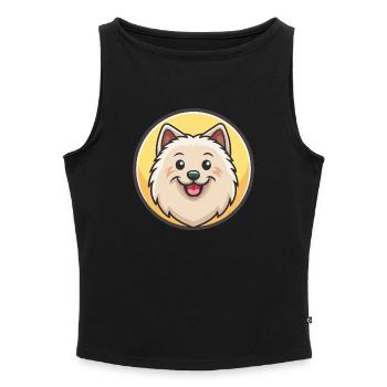 American Eskimo Dog Breed Cartoon Kawaii Clipart - Women’s Organic Boat Neck Tank Top - black - Front - Selfina (174cm)