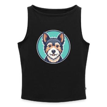 Teddy Roosevelt Terrier Dog Breed Cartoon Kawaii - Women’s Organic Boat Neck Tank Top - heather grey - Front - Selfina (174cm)
