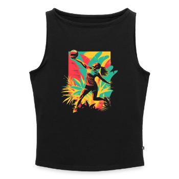 Joueur de volley-ball - Débardeur femme à encolure bateau bio - noir - Devant - Selfina (174cm)