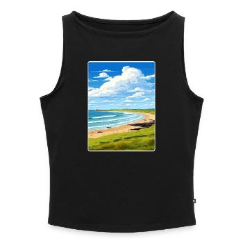 Constantine Bay Cornwall England Travel Poster WPA - Women’s Organic Boat Neck Tank Top - heather grey - Front - Selfina (174cm)