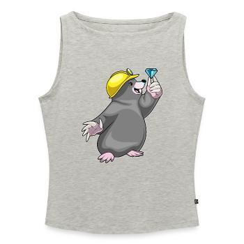 Maulwurf Bergarbeiter Juwel Bergbau - Frauen Organic Tank Top mit U-Boot-Ausschnitt - Grau meliert - Vorne - Selfina (174cm)