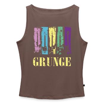 Grunge Guitare Couleur Pop Rock Style Vintage - Débardeur femme à encolure bateau bio - gris chiné - Devant - Selfina (174cm)