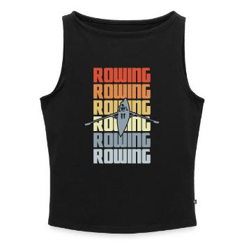 Vintage Rowing - Women’s Organic Boat Neck Tank Top - black - Front - Selfina (174cm)