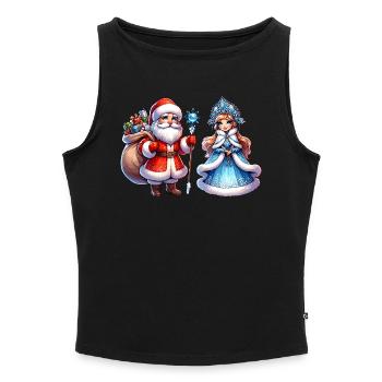 Ded Moroz Snegurotschka russischer Weihnachtsmann - Frauen Organic Tank Top mit U-Boot-Ausschnitt - Grau meliert - Vorne - Selfina (174cm)