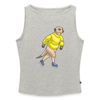 Patins à glace Meerkat - Débardeur femme à encolure bateau bio - gris chiné - Devant - Selfina (174cm)