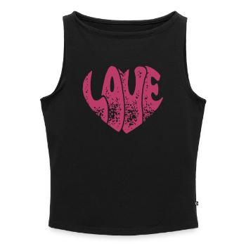 Groovy Love Heart Retro Love Valentine's Day Gift - Women’s Organic Boat Neck Tank Top - black - Front - Selfina (174cm)
