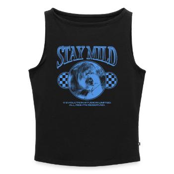 Stay Mild – Chill Vibes Only - Women’s Organic Boat Neck Tank Top - black - Front - Selfina (174cm)