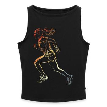 Läuferin Zeichnung Retro-Stil - Frauen Organic Tank Top mit U-Boot-Ausschnitt - Schwarz - Vorne - Selfina (174cm)