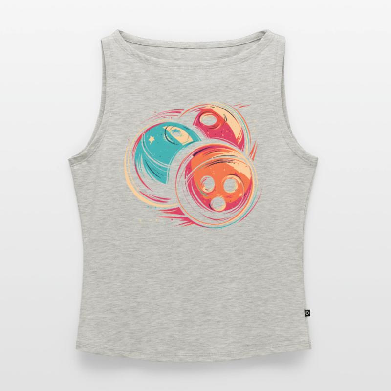 Boules de bowling Synthwave Débardeur femme à encolure bateau bio