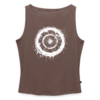 Dartscheibe Streetart - Frauen Organic Tank Top mit U-Boot-Ausschnitt - Grau meliert - Vorne - Selfina (174cm)