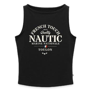 Authentisches maritimes Design von Toulon - Frauen Organic Tank Top mit U-Boot-Ausschnitt - Grau meliert - Vorne - Selfina (174cm)