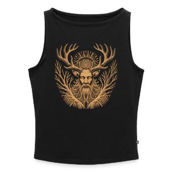 Leshy Waldgeist | Slawische Mythenkunst - Frauen Organic Tank Top mit U-Boot-Ausschnitt - Schwarz - Vorne - Selfina (174cm)