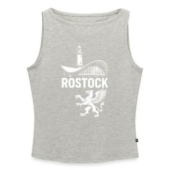 Rostock Teepot & Greif - Frauen Organic Tank Top mit U-Boot-Ausschnitt - Grau meliert - Vorne - Selfina (174cm)