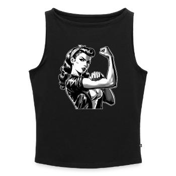 Femme Cool Fort Rockabilly Style Cadeau Graphique - Débardeur femme à encolure bateau bio - gris chiné - Devant - Selfina (174cm)