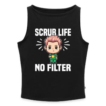 SCRUB LIFE, SANS FILTRE - DOCTOR GIFT - Débardeur femme à encolure bateau bio - gris chiné - Devant - Selfina (174cm)