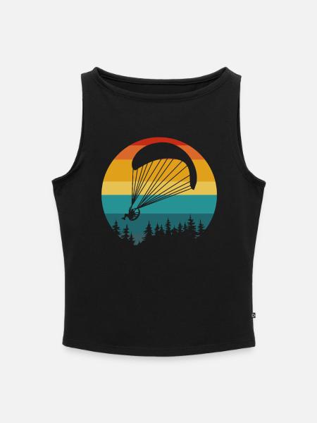 Gleitschirm Retro Landschaft - Frauen Organic Tank Top mit U-Boot-Ausschnitt - Schwarz