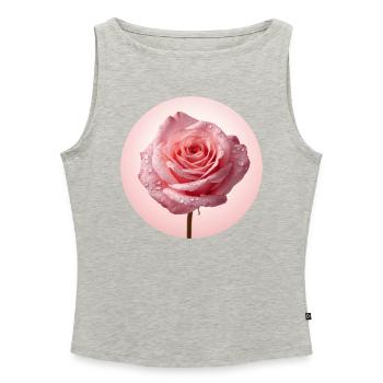 Zarte Pinke Rosen mit Tau - Frauen Organic Tank Top mit U-Boot-Ausschnitt - Grau meliert - Vorne - Selfina (174cm)