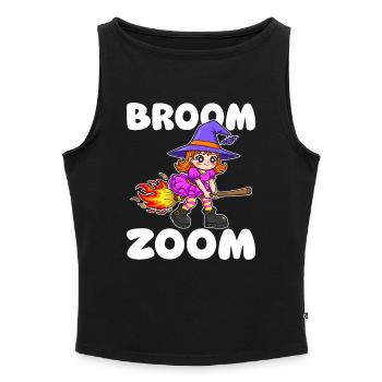 BROOM ZOOM - WITCH HALLOWEEN - Women’s Organic Boat Neck Tank Top - heather grey - Front - Selfina (174cm)