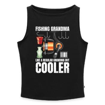 Fishing Grandma Retro - Women’s Organic Boat Neck Tank Top - heather grey - Front - Selfina (174cm)