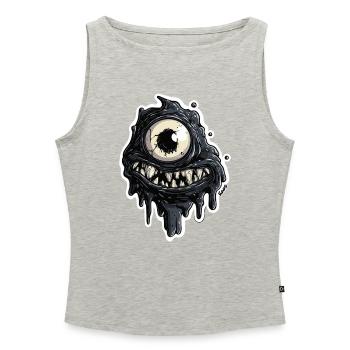 Schwarzes Monster Schleim Auge  - Frauen Organic Tank Top mit U-Boot-Ausschnitt - Grau meliert - Vorne - Selfina (174cm)