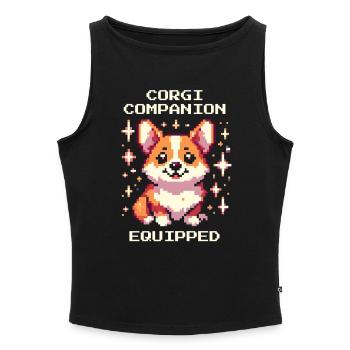 Corgi Companion équipé | Amour de chien Humour - Débardeur femme à encolure bateau bio - gris chiné - Devant - Selfina (174cm)