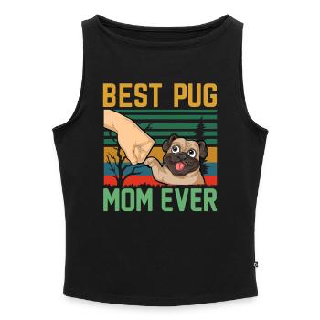 Beste Mopsmutter aller Zeiten Retro - Frauen Organic Tank Top mit U-Boot-Ausschnitt - Schwarz - Vorne - Selfina (174cm)