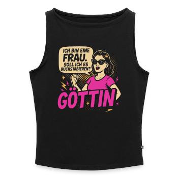 Confident feminist illustration - Women’s Organic Boat Neck Tank Top - heather grey - Front - Selfina (174cm)