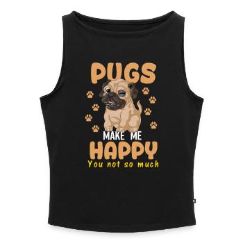 Chemise Pugs Make Me Happy - Débardeur femme à encolure bateau bio - noir - Devant - Selfina (174cm)