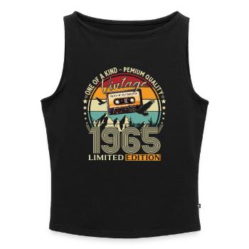 60. Geburtstag Kassette Oktober Jahrgang 1965 - Frauen Organic Tank Top mit U-Boot-Ausschnitt - Schwarz - Vorne - Selfina (174cm)