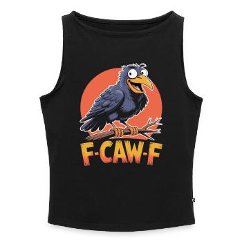F-Caw-F Meme Crow - Débardeur femme à encolure bateau bio - gris chiné - Devant - Selfina (174cm)