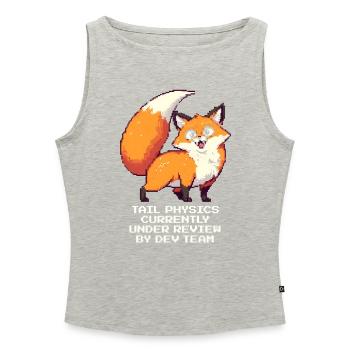 Schwanzphysik in Prüfung | Fuchs, Dev, Humor - Frauen Organic Tank Top mit U-Boot-Ausschnitt - Grau meliert - Vorne - Selfina (174cm)