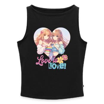 Love is Love kawaii Anime Pride lesbisch lgbt - Frauen Organic Tank Top mit U-Boot-Ausschnitt - Schwarz - Vorne - Selfina (174cm)