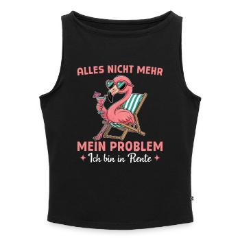 Collègue Départ à la retraite - Flamant rose dans un transat - Débardeur femme à encolure bateau bio - noir - Devant - Selfina (174cm)