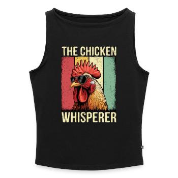 Le thé rétro Chicken Whisperer - Débardeur femme à encolure bateau bio - gris chiné - Devant - Selfina (174cm)