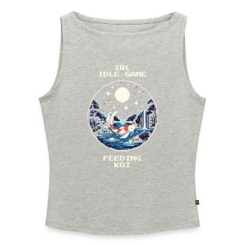 IRL Idle Game: Feeding Koi | Garden pond - Women’s Organic Boat Neck Tank Top - heather grey - Front - Selfina (174cm)