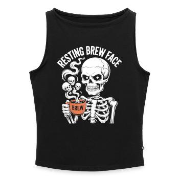 Resting Brew Face Skeleton Coffee Halloween - Women’s Organic Boat Neck Tank Top - heather grey - Front - Selfina (174cm)