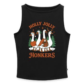 Weihnachten Gans Holly Jolly Honkers Family Fun - Frauen Organic Tank Top mit U-Boot-Ausschnitt - Schwarz - Vorne - Selfina (174cm)