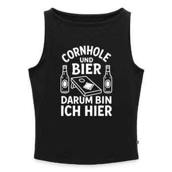 Cornhole et la bière - c’est pourquoi je suis ici - Débardeur femme à encolure bateau bio - gris chiné - Devant - Selfina (174cm)